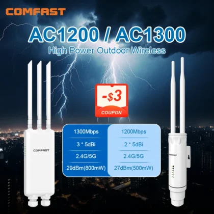 COMFAST AC1200/1300 Outdoor WiFi Extender Dual Band 2.4G 5G Long Range Repeater Waterproof AP Access Point for Garden Farm