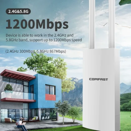 Comfast 300/1200Mbps Outdoor Wireless AP 2.4/5.8GHz WIFI Router 48V 0.32A POE Access Point WIFI Bridge Repeater Antenna EU/US